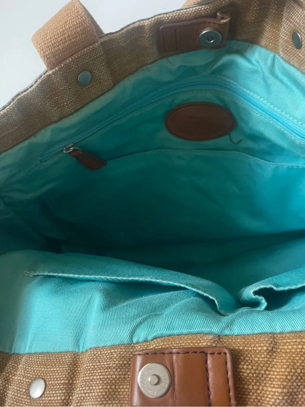 Fossil Vintage Canvas Two-Pocket Tote Bag